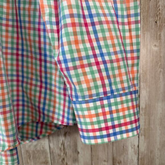 Vineyard Vines Slim Fit Whale Shirt Mens XL Blue Green Pastel Gingham Preppy‎ - Picture 5 of 8